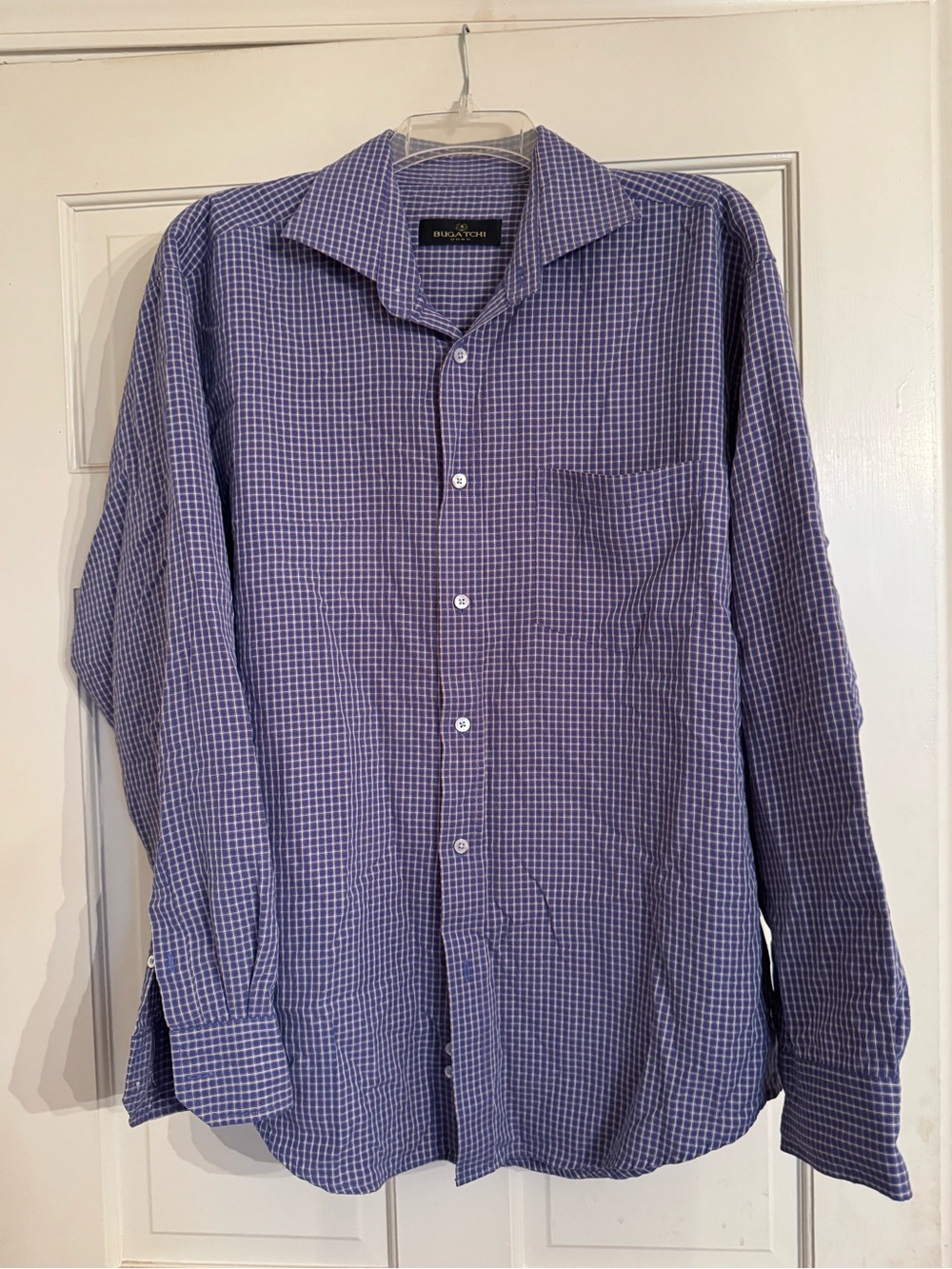Bugatchi Men's Purple Check Long-Sleeve Button-Up Shirt